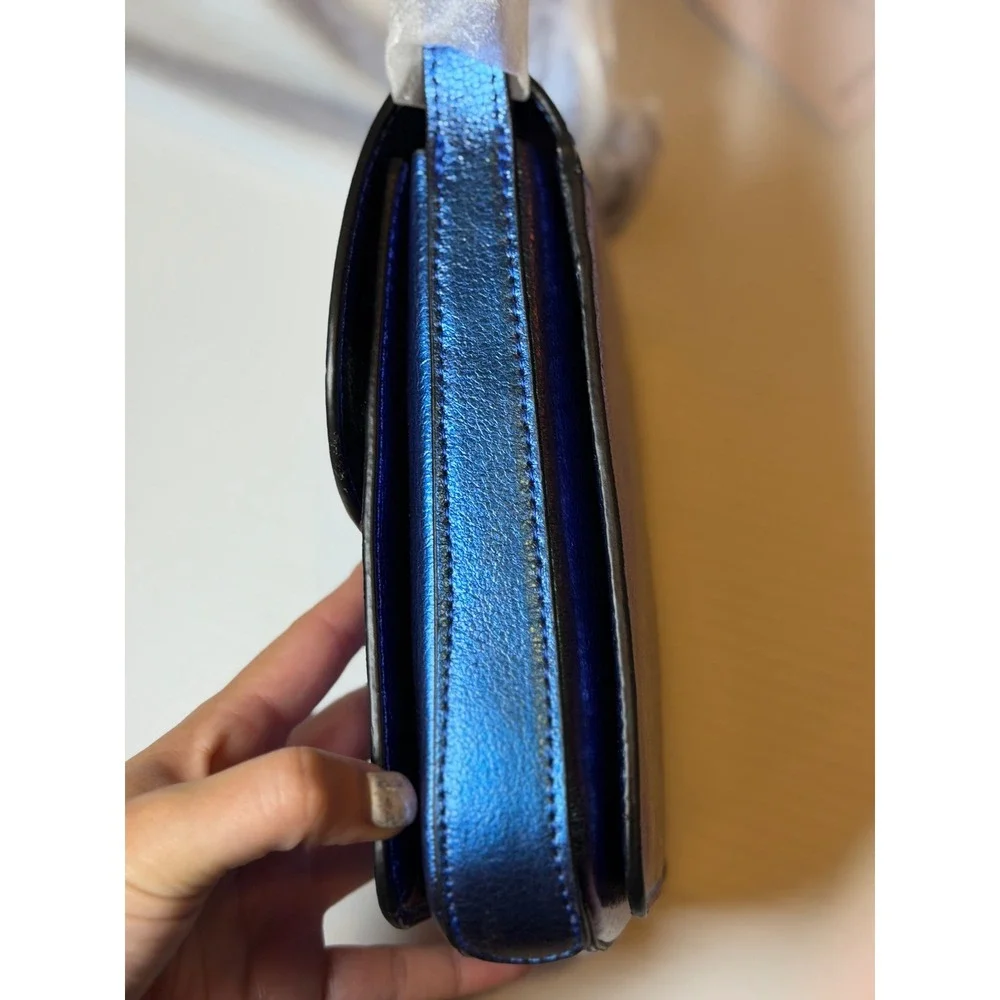 Aimee Kestenberg Phone Crossbody Blue Midnight Metallic Leather Davie Bag OS